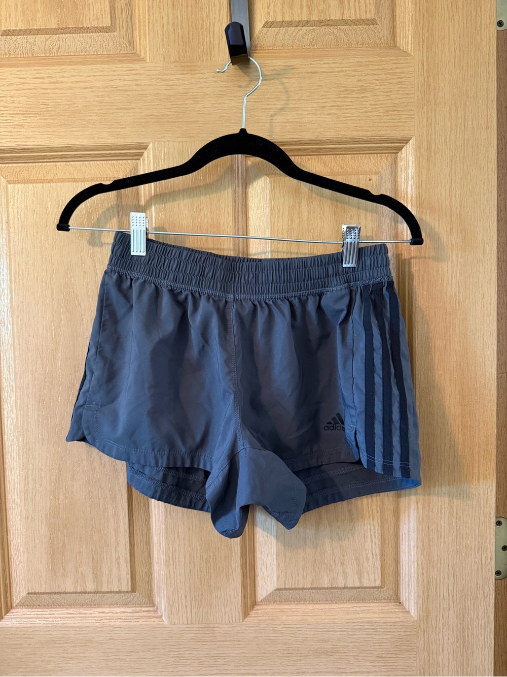 adidas Women's Dark Gray Athletic Shorts with Side Stripes